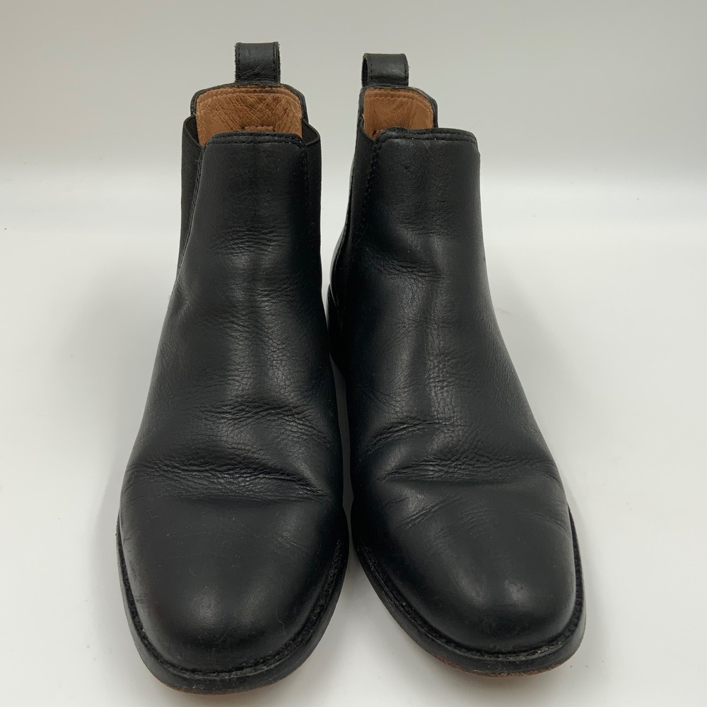 Madewell Black Leather Chelsea Boots Women 8 Almond Toe Ankle Booties - Picture 2 of 8